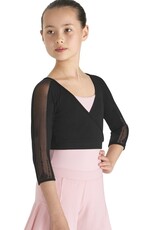 Bloch CZ9316-Embroidered Mesh 3/4 Sleeve Warp Top-6X7