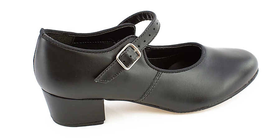 SoDanca CH01-Character Shoes Cuban heel in Leather 1.25"-BLK