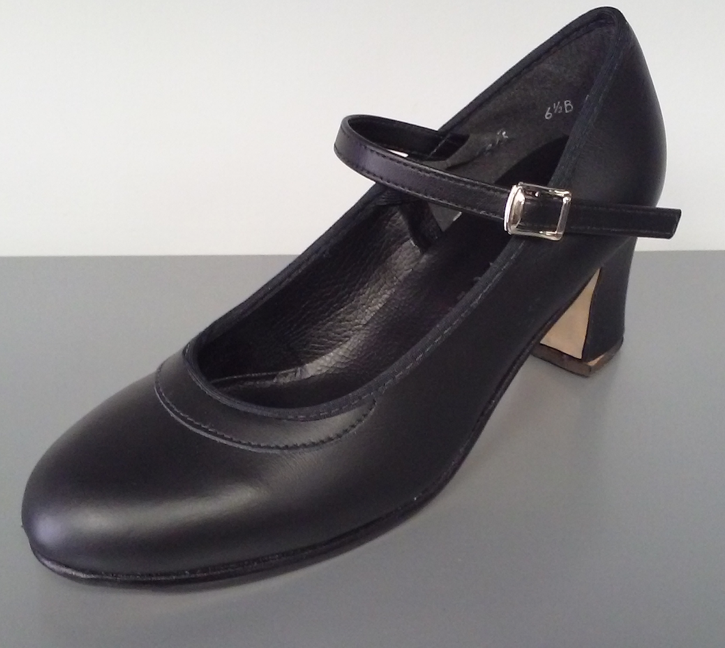 Angelo Luzio 915L-Chaussures de Flamenco en Cuir 2.25"-NOIR