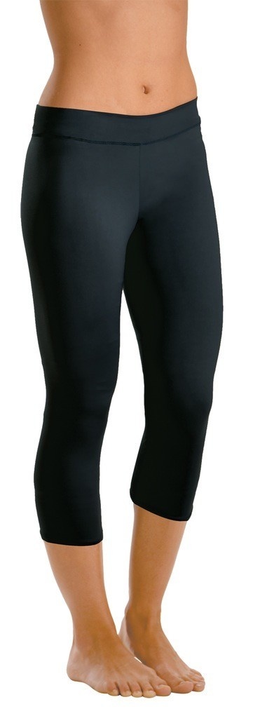 MotionWear 7123-601-Flat Waist Capri Legging Supplex-BLACK