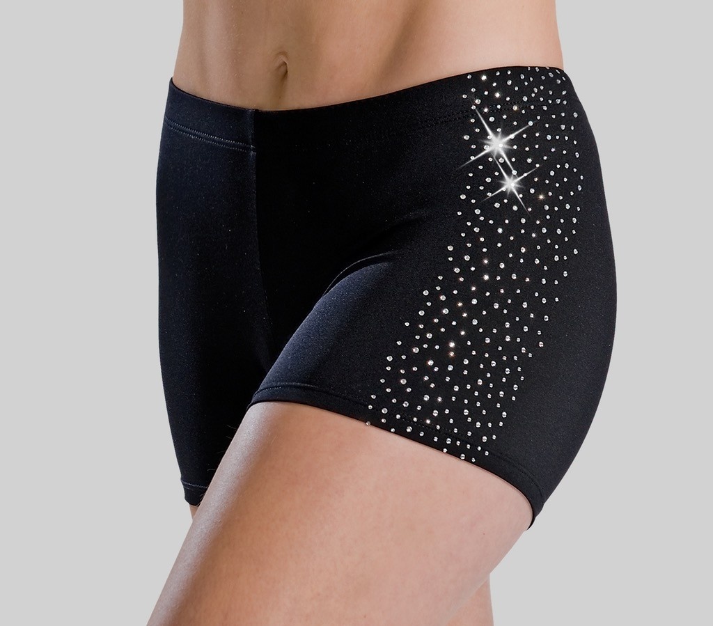 MotionWear 5725-Rhinestone Spray Low Rise Shorts Child-BLACK-MC