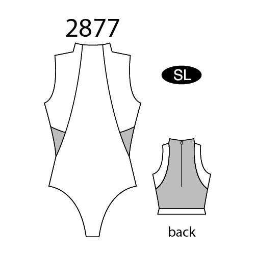 MotionWear 2877-379-Zip Back Mock Neck Leo-BLACK-XLARGE