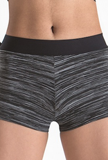 MotionWear 7028-Plush Elastic Waistband Flatlock Short-BLK/GRAY