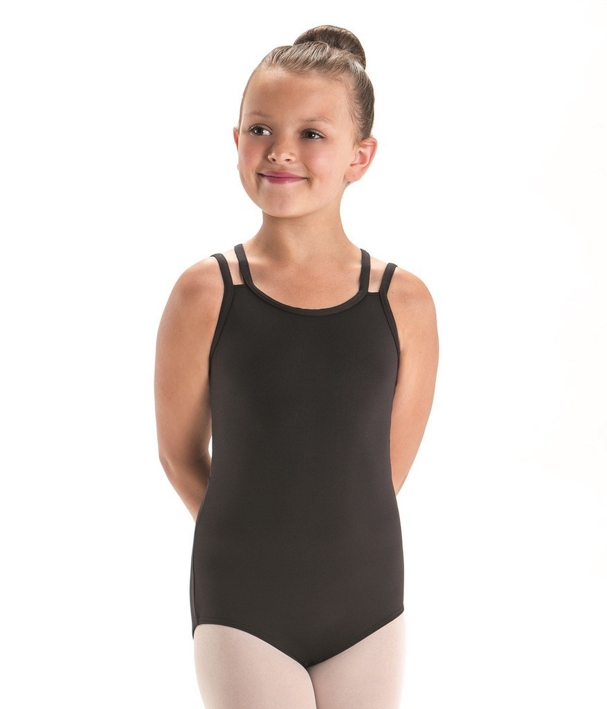 MotionWear 2694-Double Strap mesh Panel Leotard Child-BLACK