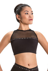 MotionWear 4484-824-Rhinestone Halter Crop Top-BLACK-LA