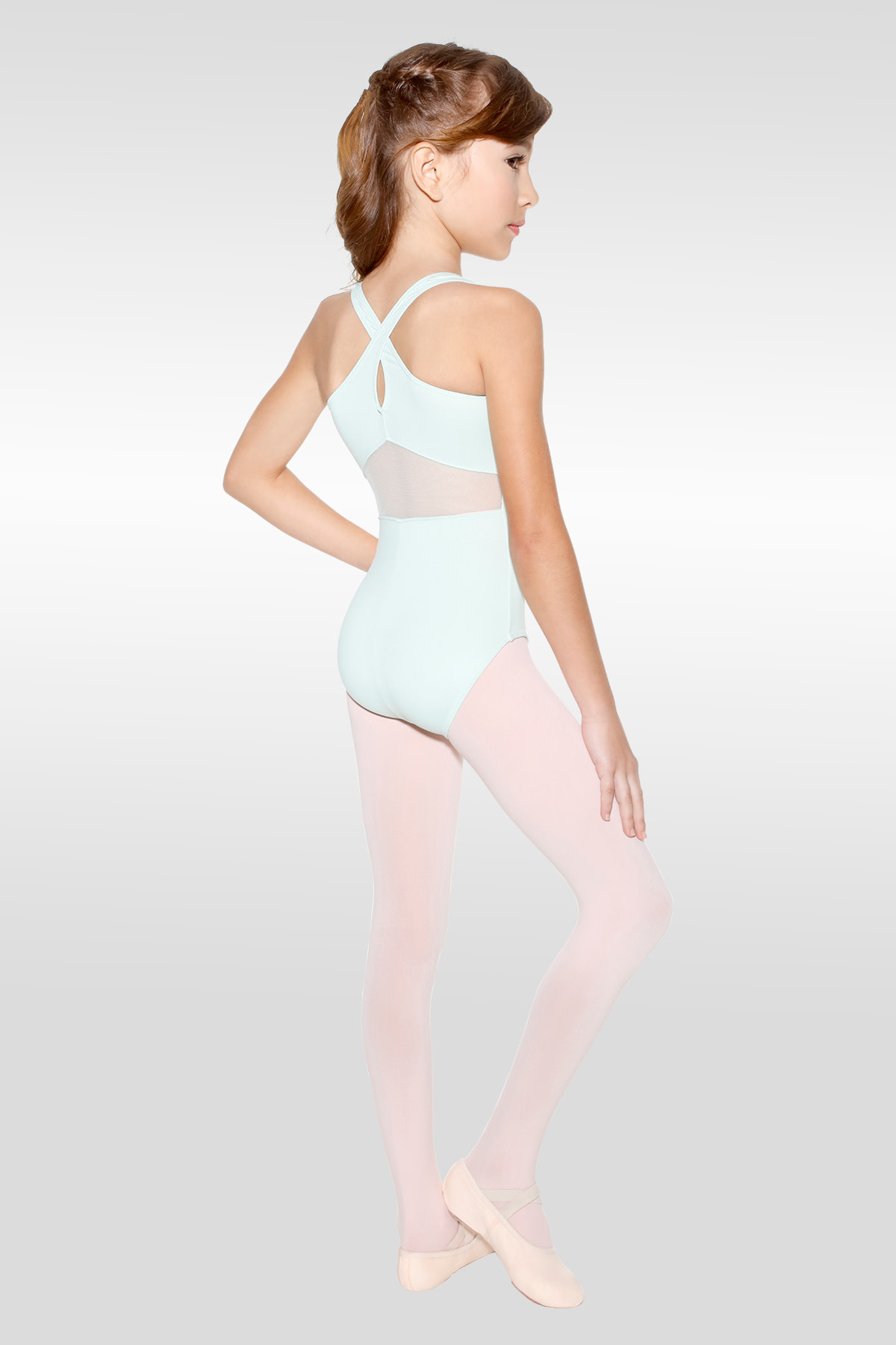 SoDanca L1545-Tank Leotard Pinch Front With Mesh Insert in Back-01-BLACK-YJR