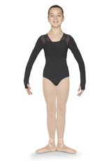 Mirella M739C-Mesh Paneled Diamante Wrap Top-BLACK-4-6