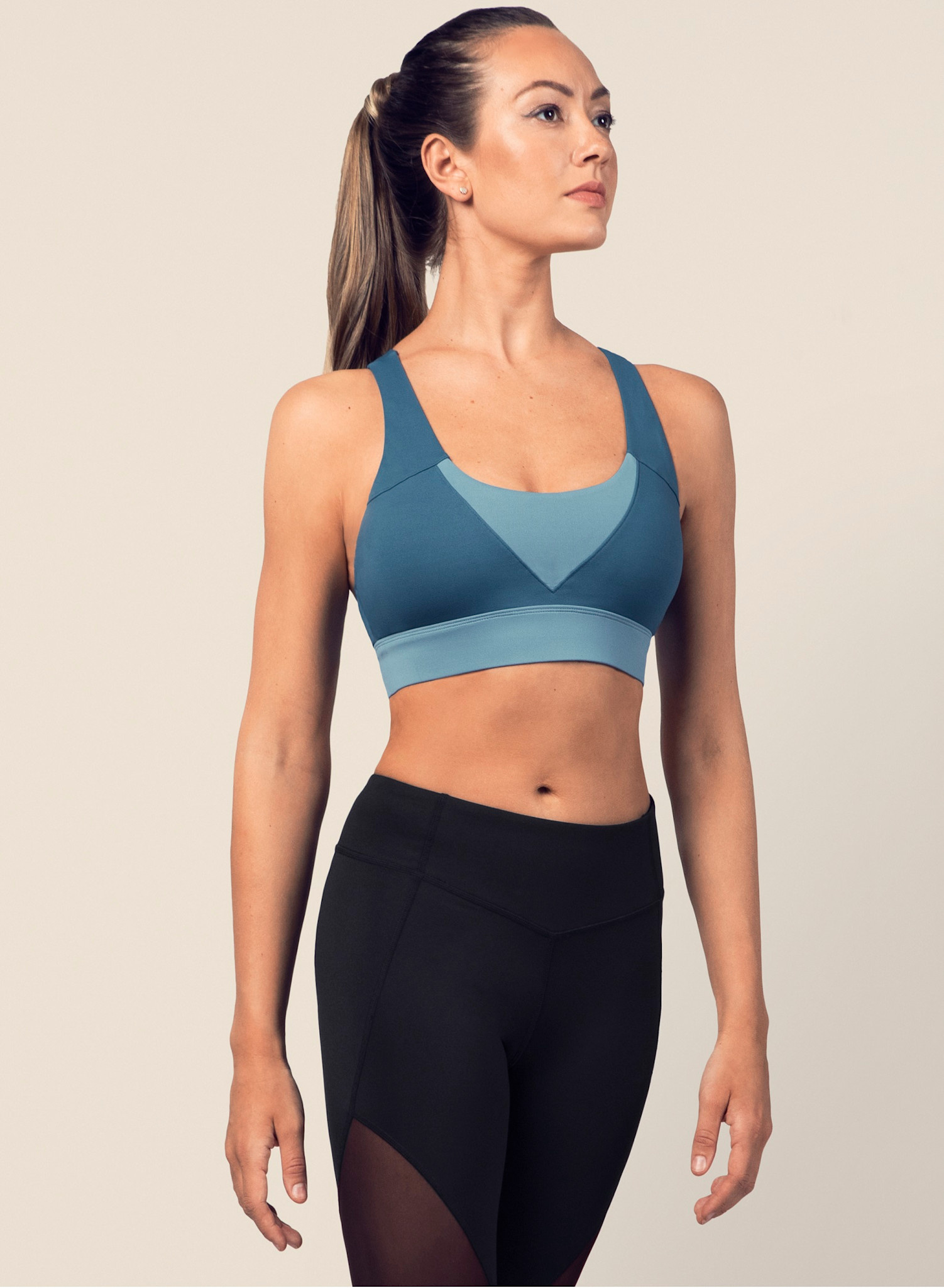 Bloch FT5199-Crop Top à Empiècements de Couleur Dos Croisé-SEAPORT-MEDIUM
