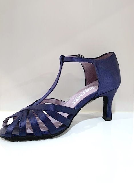 Merlet SABINE-1720-643-Ballroom Shoes 2.5" Suede Sole Satin-NAVY