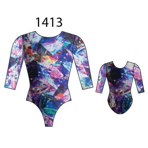 MotionWear 1413-888-3/4 Sleeve Gym Leotard-RADIANCE-SMALL