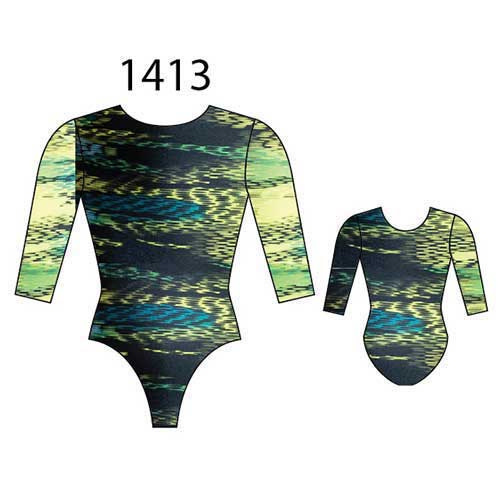 MotionWear 1413-551-3/4 Sleeve Gym leotard-SYNERGY