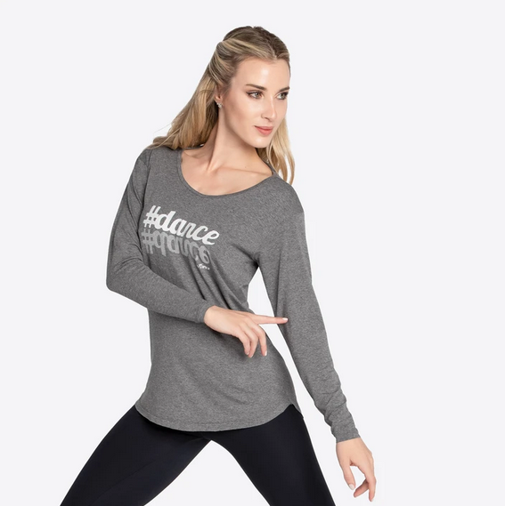 SoDanca RDE-2342-Zilla Long Sleeve Top-GREY