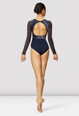 Bloch L1049-Dana Leotard à Manches Longues Mesh et Velours Encolure Bateau
