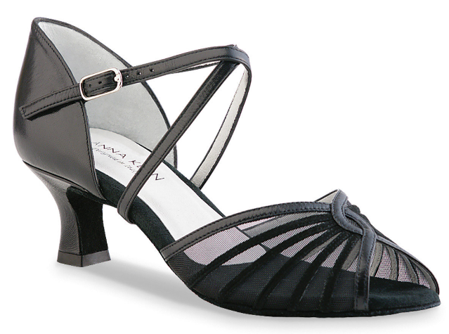 Anna Kern 624-50-Souliers de Danse Sociale 2" Semelle de Suède Cuir Nappa-NOIR