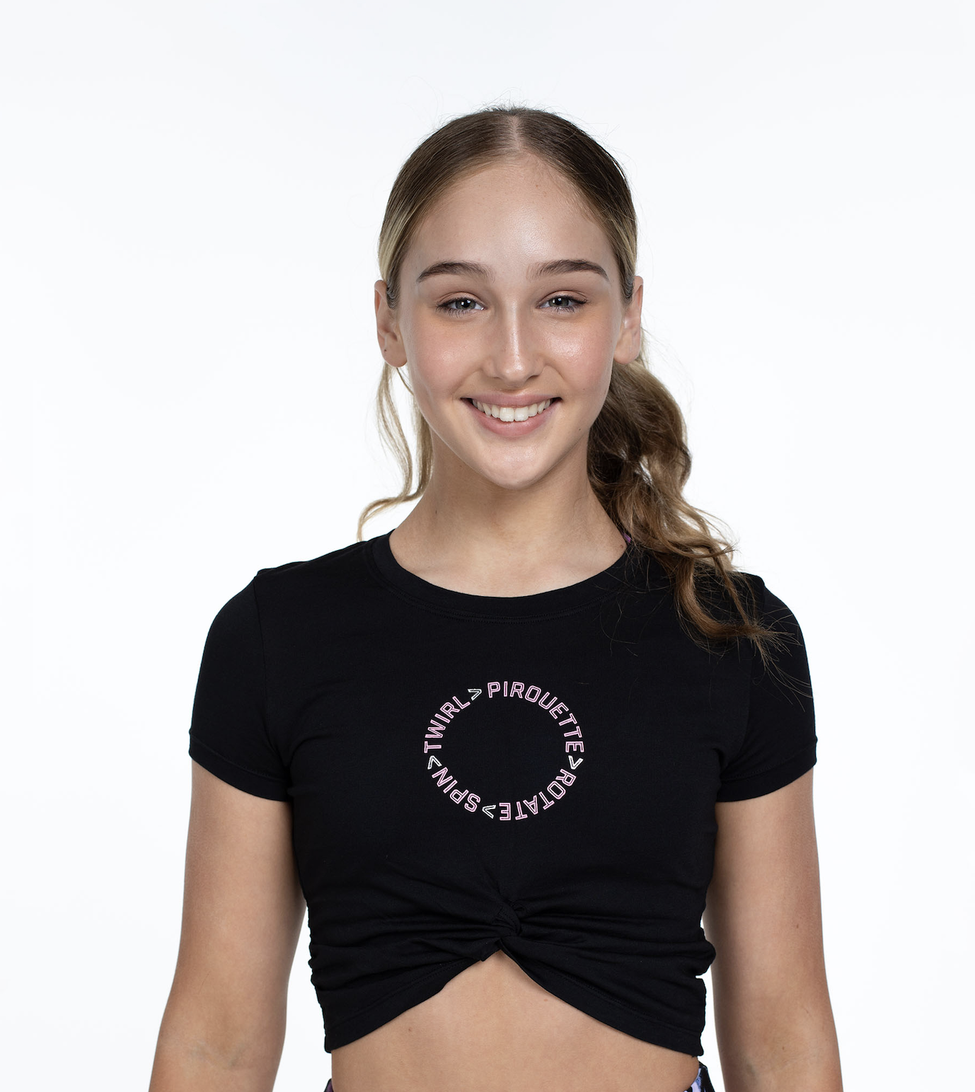 Bloch FM813-Girl Mock Tie Crop-T