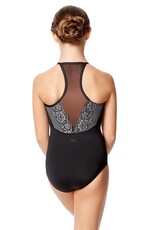 Lulli Dancewear LUF599C-Yoana Lace Camisole Dance Leotard-BLACK-GREY-14