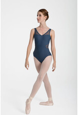Intermezzo 31514-Tank Leotard Open V Back Mesh Insert-BLACK XSMALL