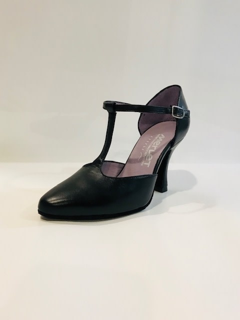 Merlet LARA-1300-001-Ballroom Shoes 3" Suede Sole Metis Leather-BLACK