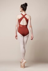 Mirella M3069LM-Zipper Front Lace Insert Cross Back Strap Leotard-SMALL