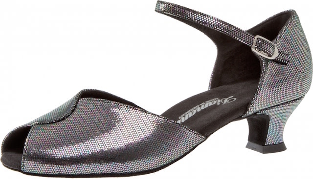 Diamant 001-011-138-Ballroom Shoes 1.5" Suede Sole Puntino Leather-BLACK / SILVER