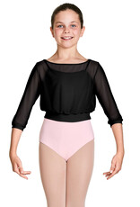 Bloch CZ8106-Tazanna 3/4 Sleeve Mesh Top-BLACK-4-6