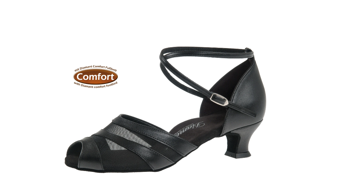 Diamant 102-011-034-Ballroom Shoes 1.5" Suede Sole Leather-BLACK