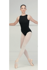 Mondor 3652-Tactel High Neck Leotard Shelf Bra Removable Soft Cups-BLACK-LARGE