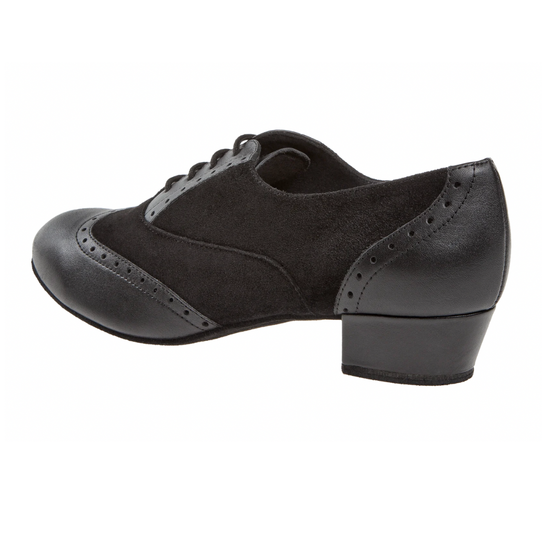 Diamant 063-029-070-Ballroom Shoes 1'' Bloc Heel Suede Sole-LEATHER/SUEDE BLACK