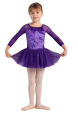 Bloch CL0249-Kelsey Velvet 3/4 Sleeve Tutu leotard-AMETHYST