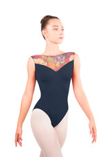 Ballet Rosa GABRIELLA-Leotard en Mesh Extensible Imprimée -MARINE