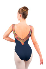 Ballet Rosa GABRIELLA-Leotard en Mesh Extensible Imprimée -MARINE