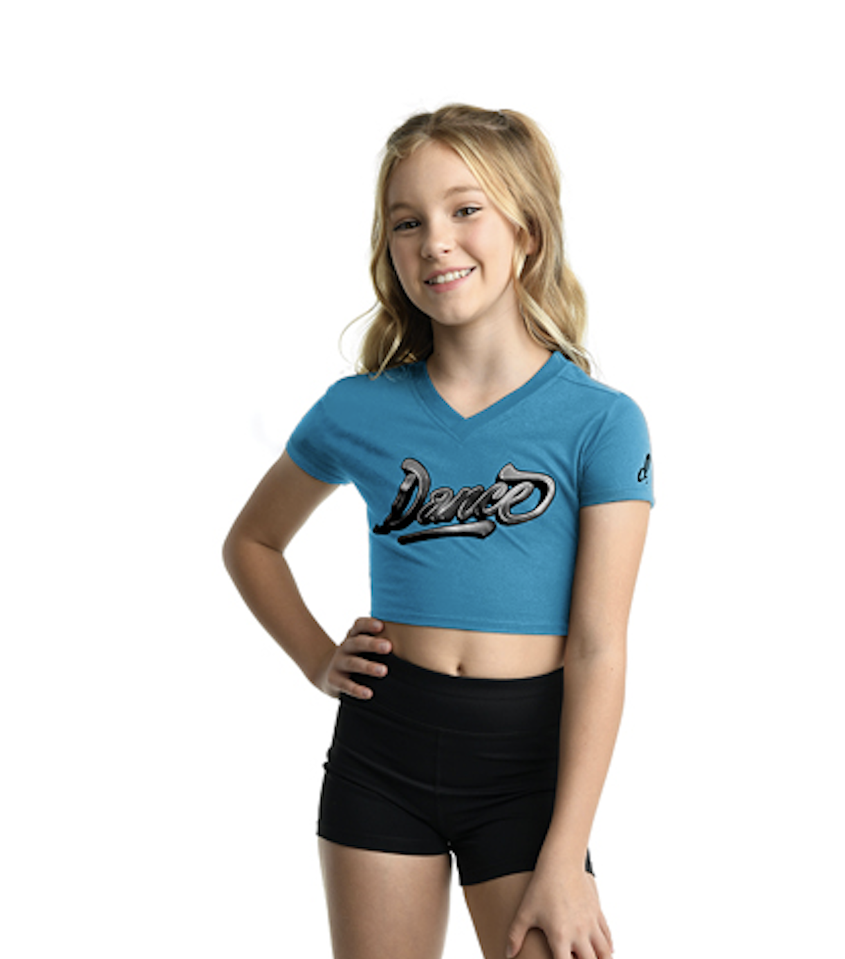 Danshuz 23301C-T-Shirt  Script DANCE-TURQUOISE