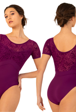 Bloch L3392-Vienna Leotard Manches Courtes Mesh Au Dos-NOIR