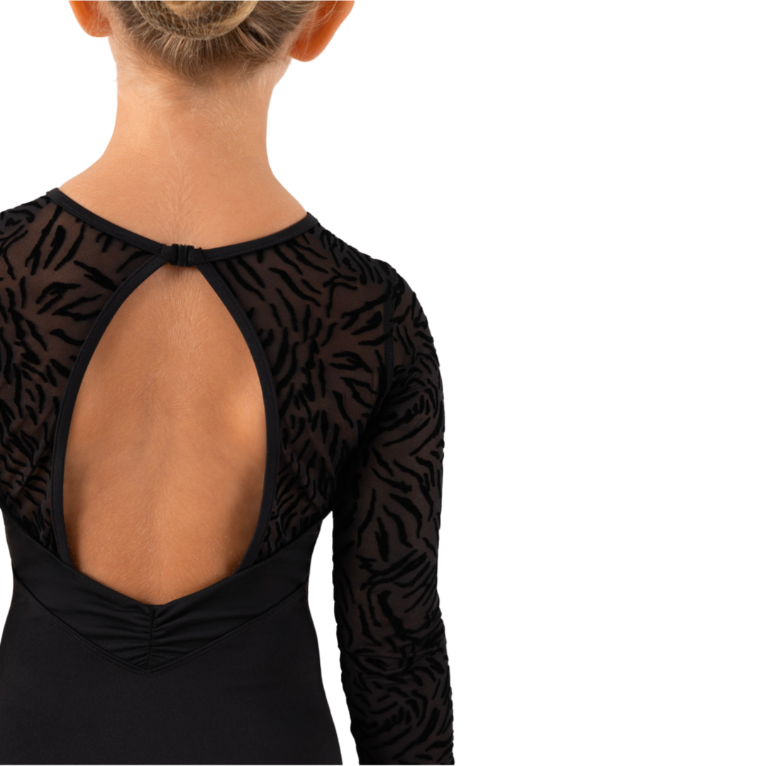 Bloch CL1066-Amelia Leotard Manches 3/4 Dos Ouvert Devant Cœur