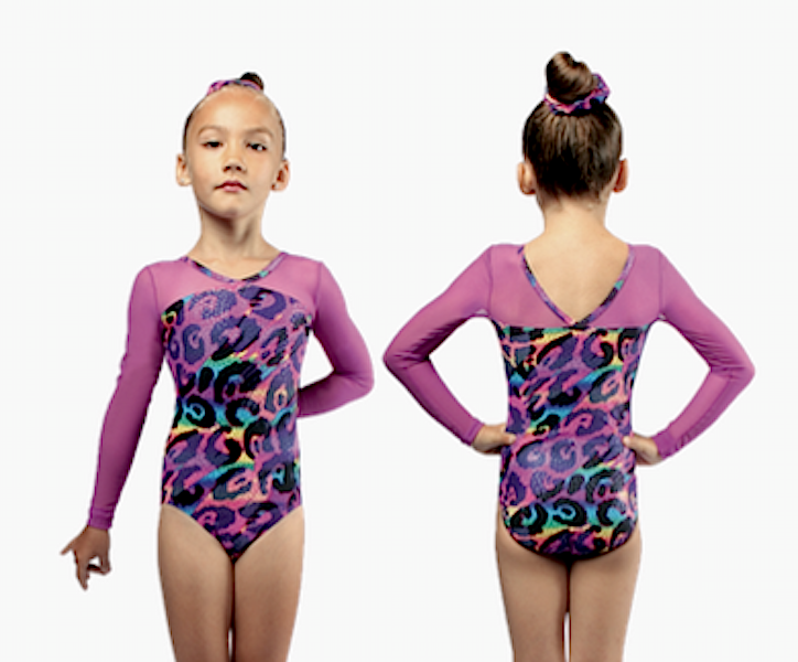 Mondor 27818-NY-Long Sleeve Gym Leotard-MULTI LEOPARD-12-14