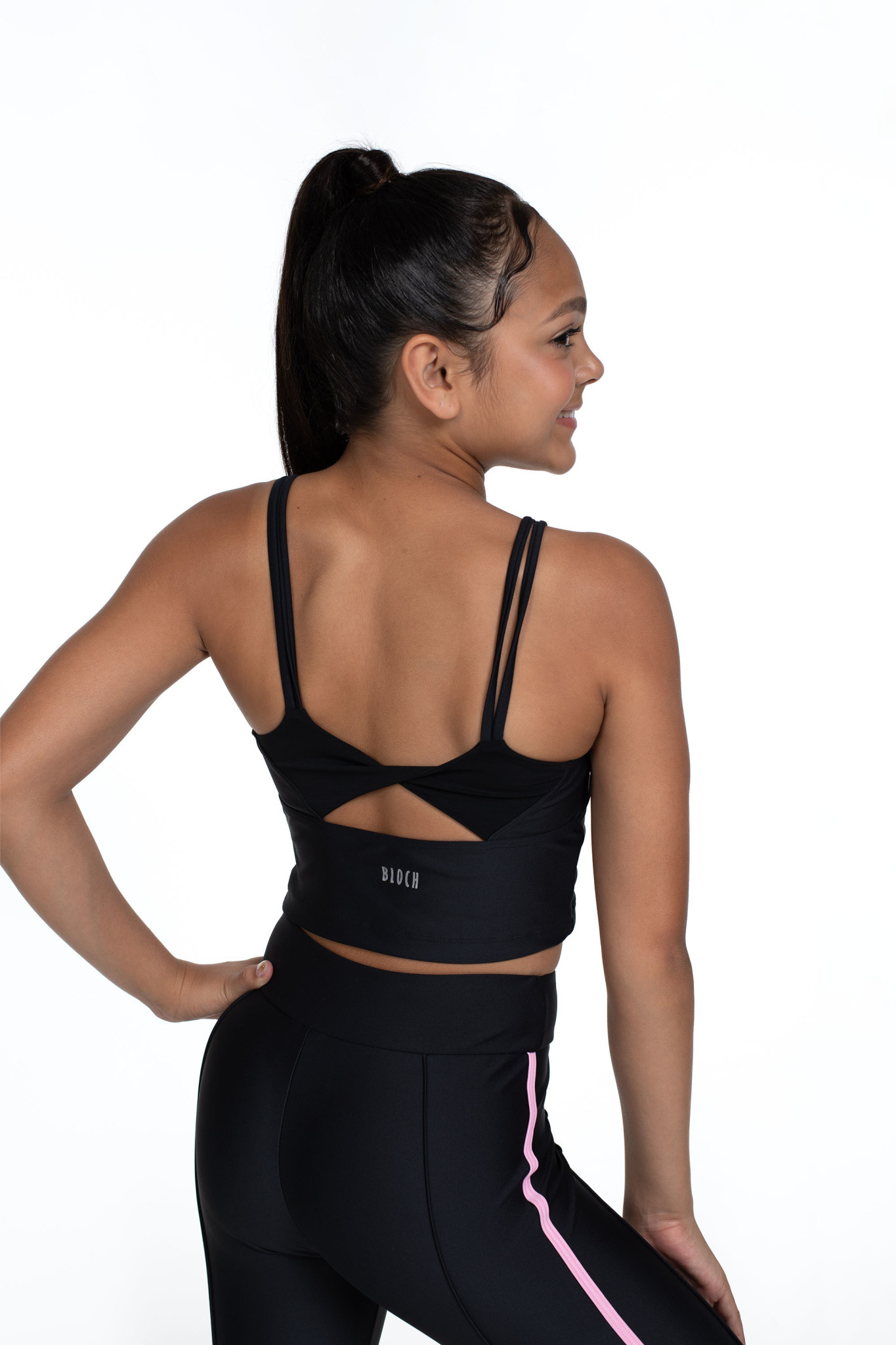 Bloch FM1723-Camisole Fille Dos Torsadé En Mesh-NOIR