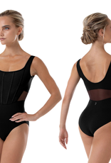 Bloch L4105B-Abby Square Neckline Bind Detail Tank Leotard-BLACK