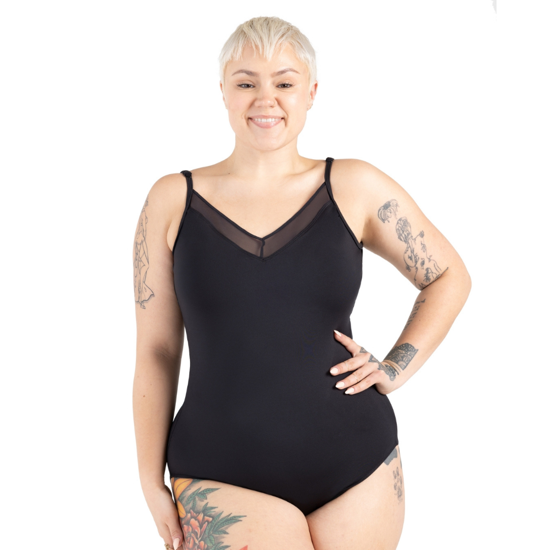 Capezio 12239W-Camisole Leotard Mesh Front and Back Yoke Panel