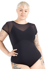 Capezio 12242W-Camisole Style Leotard Boasts a Mesh Cap Sleeve Overlay