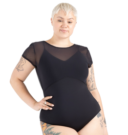 Capezio 12242W-Camisole Style Leotard Boasts a Mesh Cap Sleeve Overlay