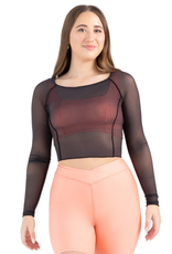 Capezio 12247W-Haut en Mesh à Manches Longues - NOIR
