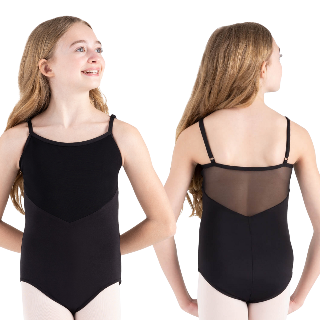 Capezio 12222C-Leotard Camisole Enfant avec Mesh - NOIR