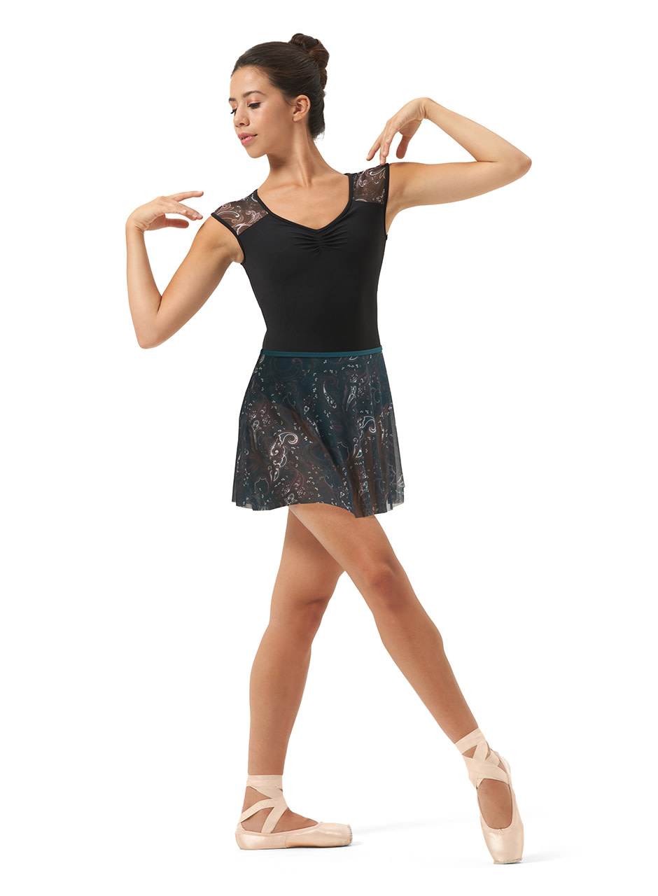 Mirella MS163-Printed Mesh Pull on Skirt