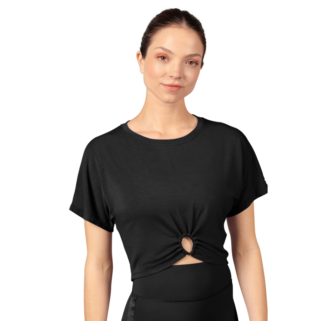 Mirella M750L-Cropped T-Shirt Keyhole Detail