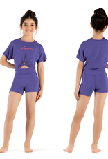 Mirella M753C-Dance print Cropped T-Shirt-TANZANITE