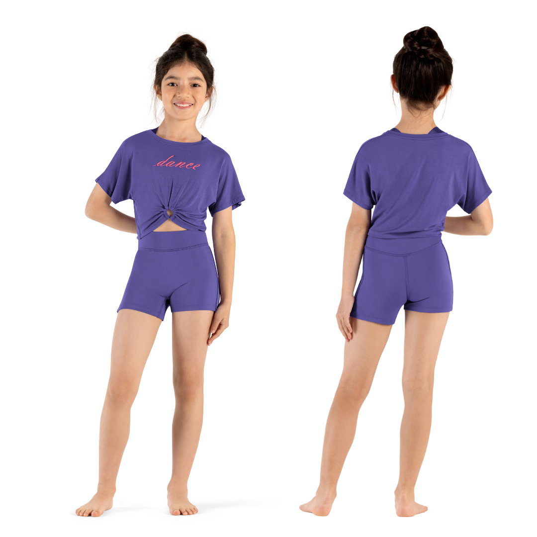 Mirella M753C-Dance print Cropped T-Shirt-TANZANITE