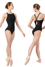 Bloch L5287-Lucey High Neck Double Strap Leotard With Weave Detail-BLACK