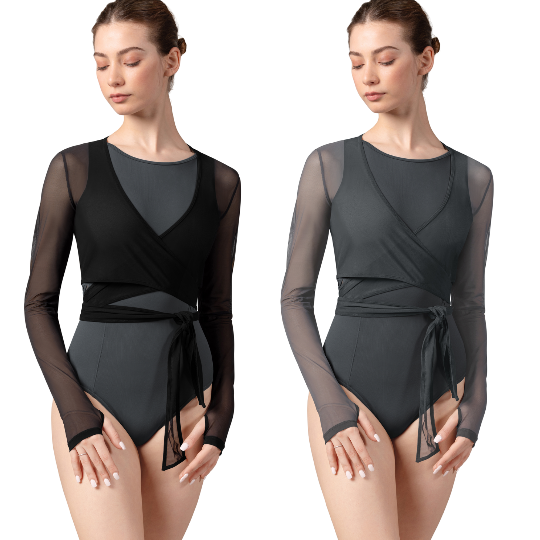 Bloch Z8459-Bethan Mesh Full Lenght Sleeve Wrap Top