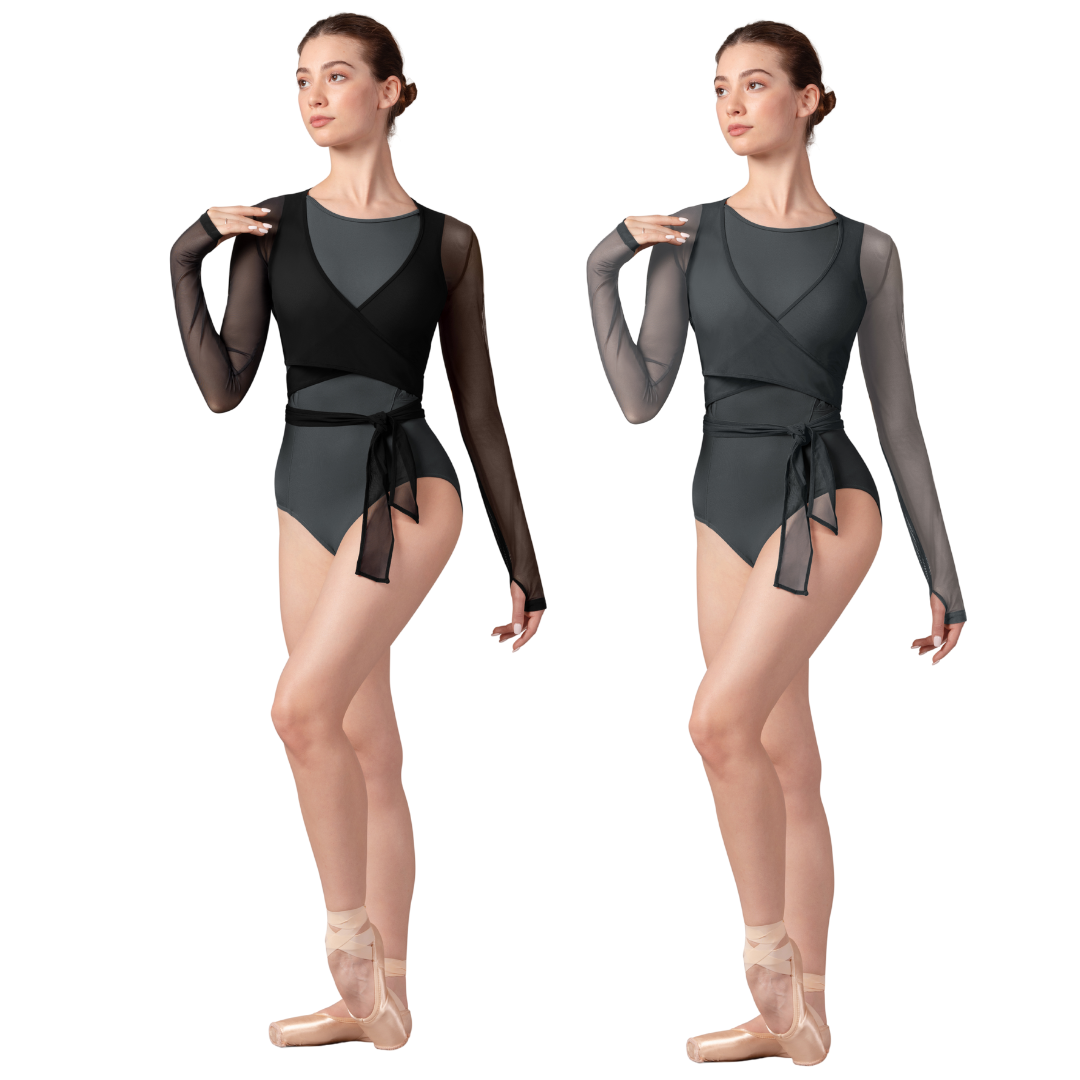 Bloch Z8459-Bethan Mesh Full Lenght Sleeve Wrap Top