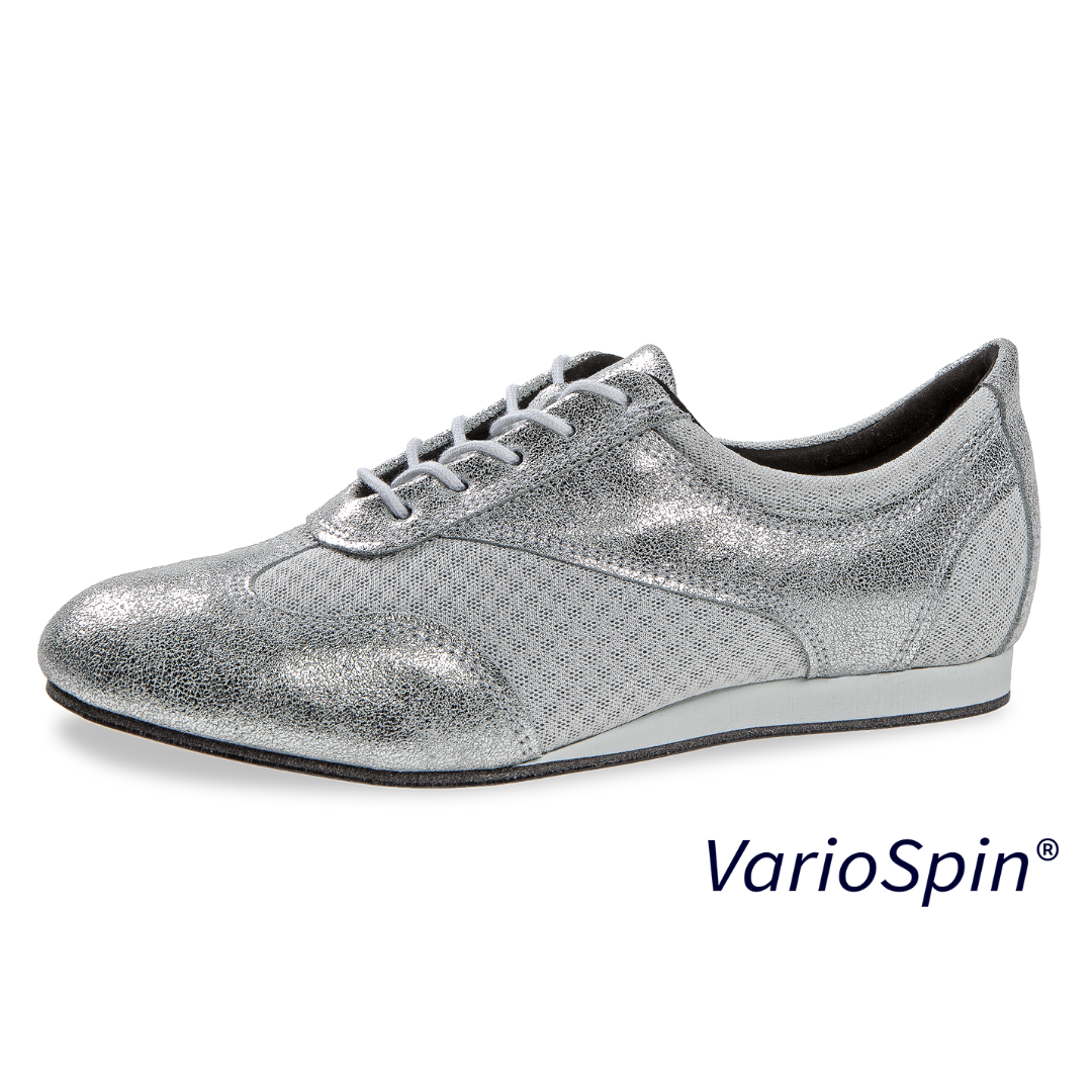 Diamant 183-435-612-V-Chaussures de Danse Semelle Plastique VarioSpin Suede Argent mesh Blanche